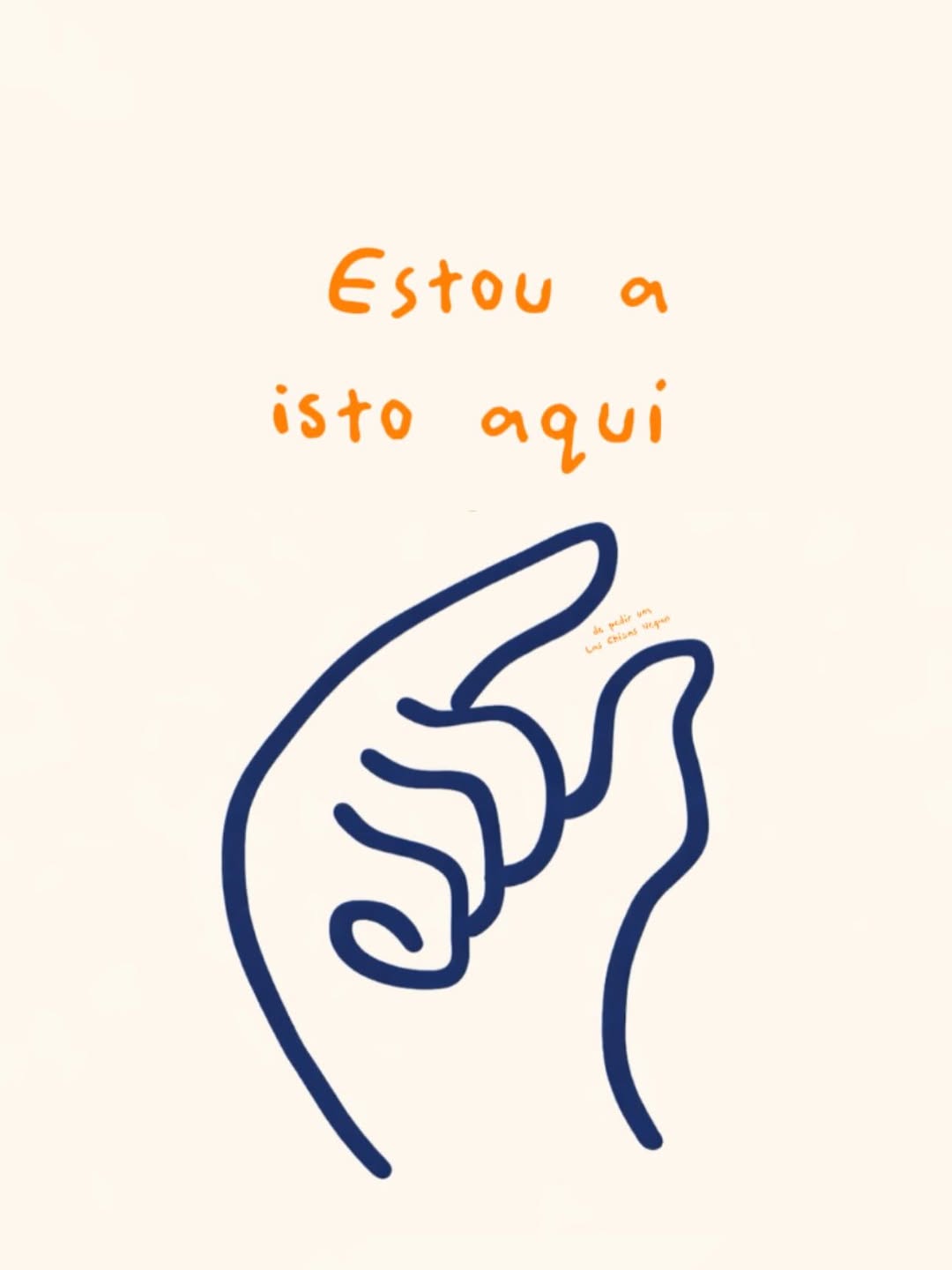 Ilustração de uma mão fazendo o gesto de 'pertinho', no estilo do Las Chicas Vegan